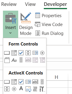 表格控件菜单在Excel中
